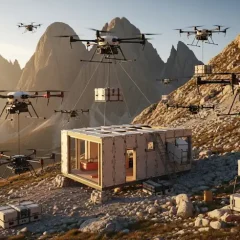 Construction Drones Building a Shelter