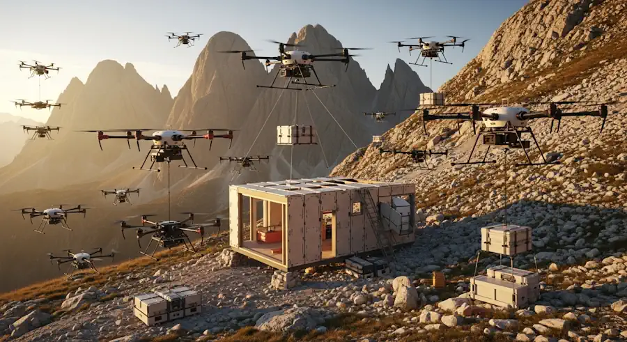 Construction Drones Building a Shelter